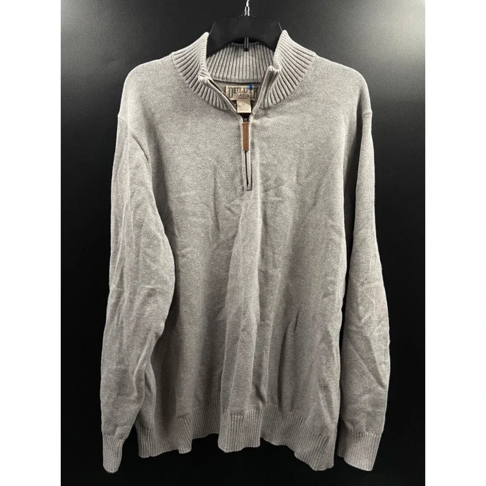 Duluth Trading Co Mens‎ XL Gray Cotton Blend Quarter Zip Long Sleeve Pullover